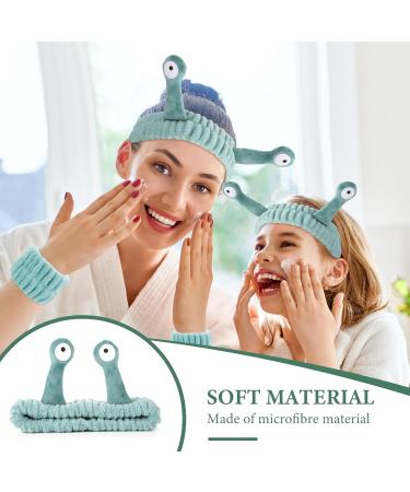 WLLHYF Spa Headband Face Wash Wristband Set Makeup Head Band Snail Coral Fleece Hair Band Skincare Hairband Elastic Creative Cartoon Head Wraps Cute Hair Accessories for Women Girls (Green) - Buy Online on GoSupps.com