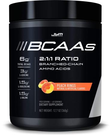 JYM Supplement Science, BCAAs, 2:1:1 Ratio, Branch Chain Amino Acids, 40 Servings, Peach Rings