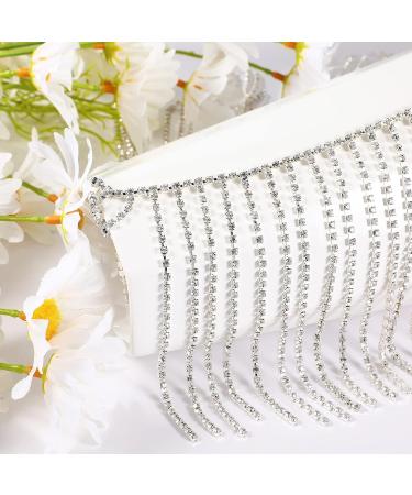 Silver Rhinestone Ribbon Tassel Chain - 1.5 Yards | DIY Wedding Craft Trim - Buy Online on GoSupps.com