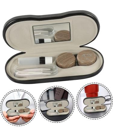 Alipis Outdoor Glasses Case Set - 2 in 1 Travel Case with Wood Grain Design 15.8x7.4cm - Perfect for Glasses & Contact Lenses - Buy Online on GoSupps.com