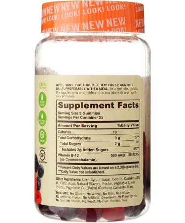 Sundown Naturals B12 Gummies | Raspberry Mixed Berry & Orange Flavored | 500 mcg | 50 Gummies - Buy Online on GoSupps.com