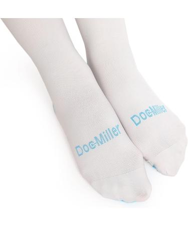 Doc Miller Thigh High Anti-Embolism Compression Socks - White 15-20mmHg Support Hose for Women & Men - Large - Buy Online on GoSupps.com