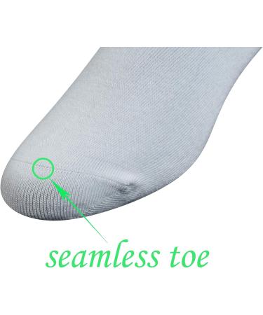 Yomandamor Men's Bamboo Diabetic Health Socks - 6 Pairs Size 38-46 White with Grey Tip - Comfortable & Breathable for Optimal Foot Care - Buy Online on GoSupps.com