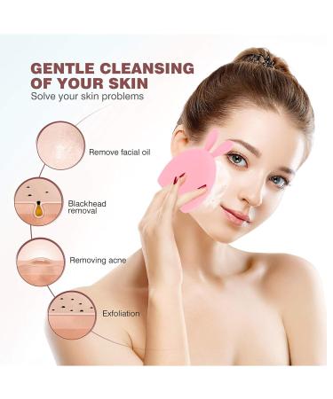 Beaupretty Silicone Scrubbies Facial Cleansing Brush - 4pcs Cartoon Cat Paw & Rabbit Shape Exfoliator Brushes for Blackhead Removal, Massage & Pore Cleansing - Buy Online on GoSupps.com