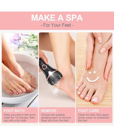 Waterproof Electric Callus Remover for Feet - Rechargeable Pedicure Kit with 3 Roller Heads, 2 Speeds, LED Display - Foot File for Hard, Cracked, Dry, Dead Skin - Buy Online on GoSupps.com