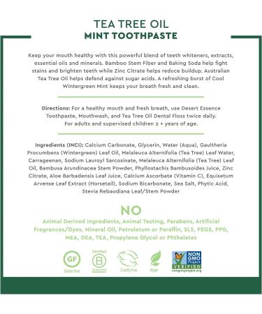 Desert Essence Tea Tree Oil Whitening Toothpaste Travel Size 1 oz - Fluoride Free | Gluten Free | Vegan | Non-GMO - With Bamboo Stem Fiber, Baking Soda & Tea Tree Oil for Brighter Smile & Fresh Breath - Buy Online on GoSupps.com