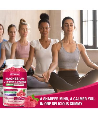 Magnesium L-Threonate Gummies - 2000mg for Brain Muscle & Nervous System Support. Sugar-Free Raspberry Flavor 60 Count for Kids & Adults - Buy Online on GoSupps.com