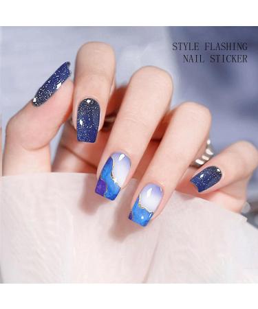 JMEOWIO Gel Nail Stickers Purple Glitter Marble Semi Cured Gel Nail Strips Wraps UV/LED Nail Supplies Nail Art Design Decoration Accessories - Buy Online on GoSupps.com