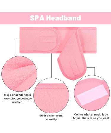Whaline 4 PCS Pink Spa Headband Set for Sport, Yoga, Shower - Stretch Terry Cloth Hair Band - Buy Online on GoSupps.com