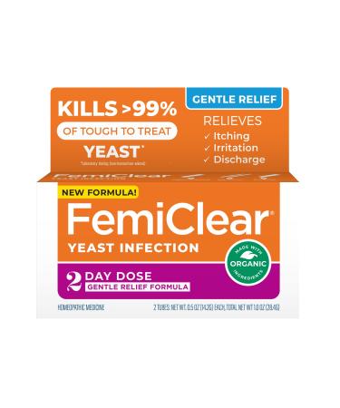 FemiClear Gentle Relief Formula 2 Day Infection Treatment Gentle Formula for More Sensitive Individuals All-Natural Ingredients Ointment + External Itch Relief Ointment Feminine Care Products