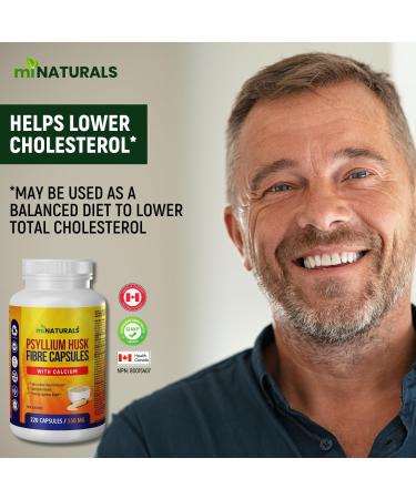 miNATURALS Psyllium Husk Capsules + Calcium | 220 Soluble Fibre Supplement Pills | Use as Stool Softner & Constipation Relief for Men Women | Supports Digestive Health - Buy Online on GoSupps.com