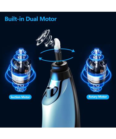 Rotatable Ear Wax Removal Vacuum Cleaner with Light - Electric Ear Cleaner for Adults & Kids - Blue - Buy Online on GoSupps.com
