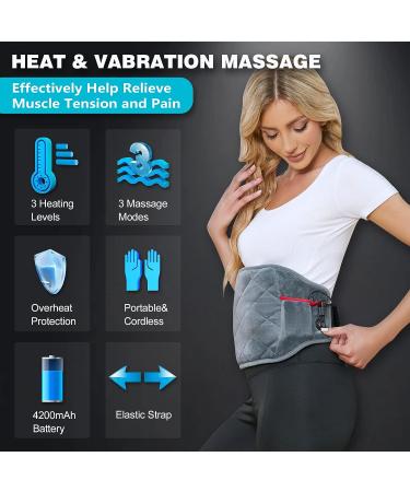 Rechargeable Cordless Heating Pad with Massager for Back Pain Relief - 3 Heat Settings, 3 Vibration Modes - Portable & Rechargeable - Buy Online on GoSupps.com