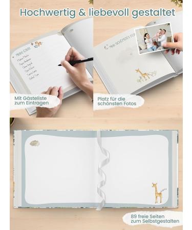 High-Quality Guest Book for Baptism - Perfect Gift for Young Girls & Godchildren | 96 Pages for Photos & Congratulations | Elegant Baptism Decoration in Blue - Buy Online on GoSupps.com
