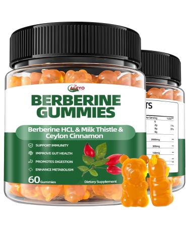 ACEYO Berberine Gummies for Immune Support & Promote Digestion - Natural Berberine HCL Cinnamon Supplement - 60 Vegan Gummies for Adults