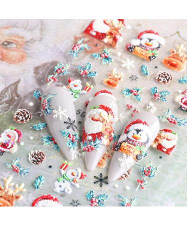 5D Nail Stickers Christmas Stereoscopic Embossed Nail Art Stickers Decals with Adhesive 5D Christmas Sticker Decoration for Women Girl Children Kids (Christmas) - Buy Online on GoSupps.com