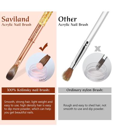 Saviland Size 12 Kolinsky Acrylic Nail Brush - Professional 100% Pure Kolinsky Oval Brush with Golden Handle and Rhinestone Accent - Ideal for Acrylic Application - Nail Art Tool - Buy Online on GoSupps.com