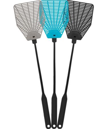 OFXDD Rubber Fly Swatter, Long Fly Swatter Pack, Fly Swatter Heavy Duty, Total Random Colors (3 Pack)