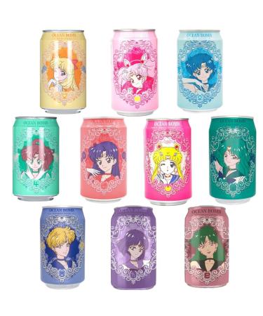 Sailor Moon & Y.H.B Ocean Bomb Sparkling Water Soft Drink Full Set 10 Flavours Collection (10 Cans Set)