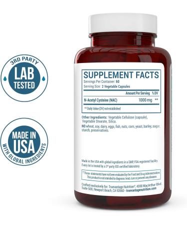 NAC Supplement 1000mg - Antioxidant Support for Liver Health & Detox - Boosts Lung & Immune Health - 120 Vegetable Capsules - Buy Online on GoSupps.com