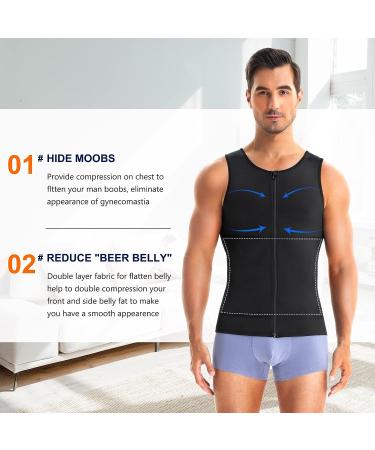 Wonderience Men's Compression Shirt Slimming Body Shaper Waist Trainer - Black XX-Large - Buy Online on GoSupps.com