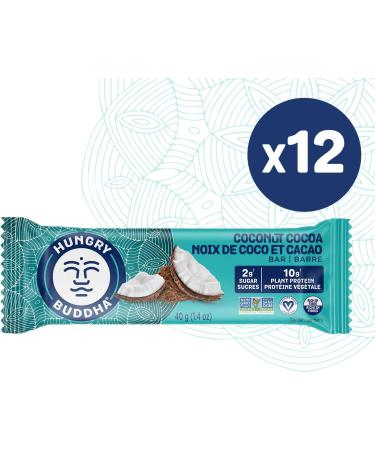 Hungry Buddha Bars - Plant Based Protein Bars - Vegan Nutrition Bars - Low Sugar Healthy Snacks - Gluten Free Snack Bars - Peanut Free - Protein Bar - Keto Bar - 12 Count Coconut Cocoa  - Buy Online on GoSupps.com