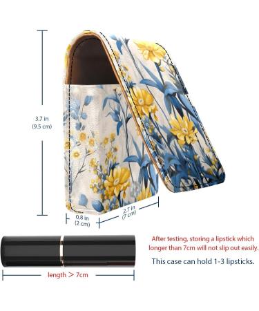 Buy Autumn Yellow Flower Lipstick Case | Leather Organizer with Mirror - Mini Lip Gloss Holder - Buy Online on GoSupps.com