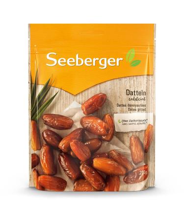 Seeberger Dattes : Dattes au go t de miel la chair cr meuse - pour sucrer naturellement les plats - d noyaut es s ch es et non soufr es - sans ajout de sucre (1 x 200 g) 200 g (Lot de 1)