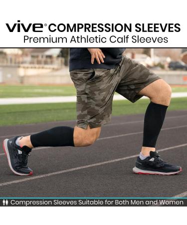 Vive Compression Calf Sleeves - Footless Running / Cycling Socks for Diabetics, Arthritis, Shin Splints - Medium Size (1 Pair) - Buy Online on GoSupps.com