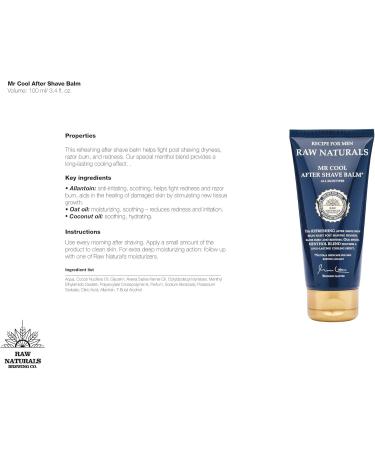 Recipe for Men Raw Naturals Mr Cool After Shave Balm - Protects Against Razor Burn & Dryness for All Skin Types | 100ml - Buy Online on GoSupps.com