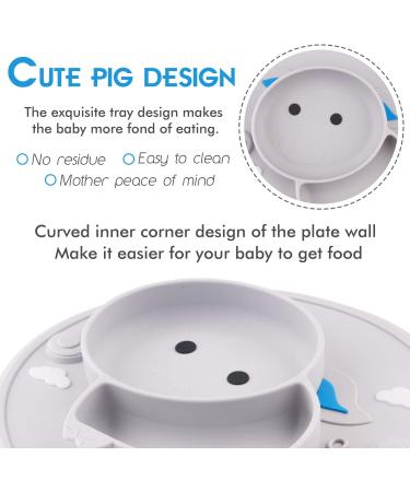 Baby Silicone Plate - Toddler Suction Mini Plate Placemat for Self Feeding - BPA Free - Gray - Buy Online on GoSupps.com