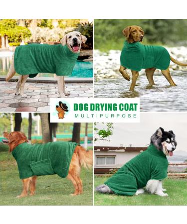 Super Absorbent Dolahovy Dogenbadel Microfiber Dog Towel & Bathrobe - Fast Drying for Small to Large Dogs | Green - Buy Online on GoSupps.com