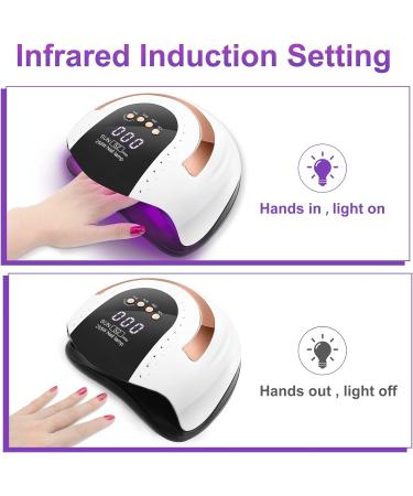 LKE UV Nail Lamp 268W Gel Nail Dryer with Automatic Sensor, 4 Timer Settings - Home & Salon Use | LED UV Lamp for Gel Nails - 21*23cm, White - Buy Online on GoSupps.com