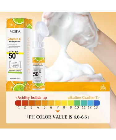 Vitamin C Face Wash with Brush Exfoliating Face Wash Gentle Foaming Cleanser for Oily Skin & Sensitive Skin Foaming Face Wash Women for Skin Tone Reduce Blemish & Acne Hydrate Skin Vegan 150ML - Buy Online on GoSupps.com