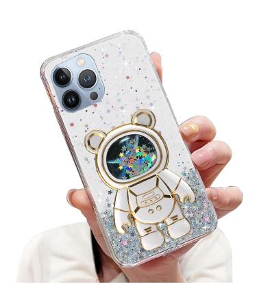 Tivenfezk Nadoli for iPhone 11 Pro Treibsand B r astronaut Hidden Stand Cap caricature glitter astronaut stand soft silicone bling mobile phone case.
