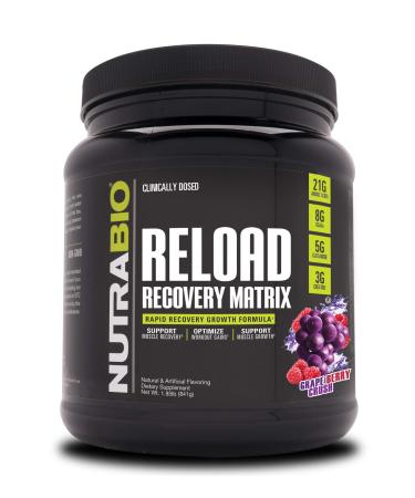 NutraBio Reload - Powerful Muscular Recovery Formula - Post-Workout Supplement - 3G Creatine - 8G BCAAs - 5G Glutamine - 30 Servings, Grape Berry Crush