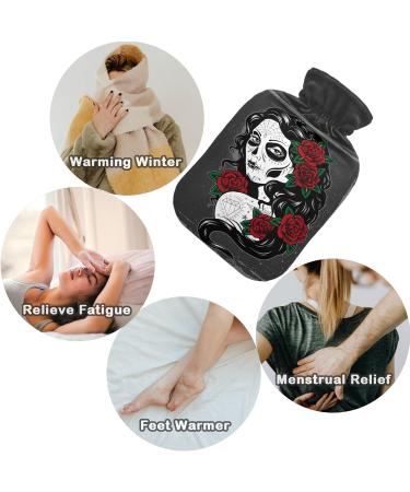 Naanle Rose Sugar Skulls Hot Water Bottle | MITEVED Transparent 1L Heating Bag for Pain Relief & Cold Therapy - International Shipping Available - Buy Online on GoSupps.com