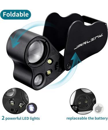 JARLINK 2 Pack Jewelers Loupe 30X 60X 90X Illuminated Jewelers Eye Loupe Magnifier and Magnifying Glass Loop with UV Black Light and Bright LED Light for Gems Jewelry Diamond Coins Stamps (Black) - Buy Online on GoSupps.com