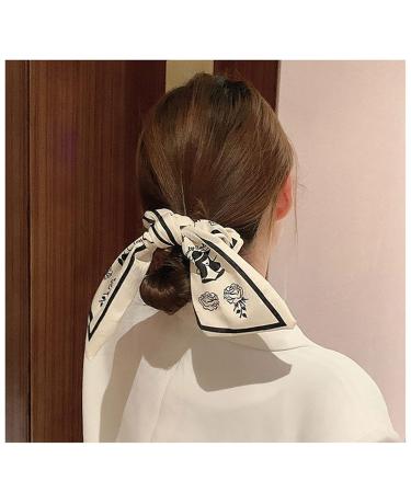 Women's Vintage Bow Hair Scrunchie - White Hair Tie Rope for Classic Style - Buy Online on GoSupps.com