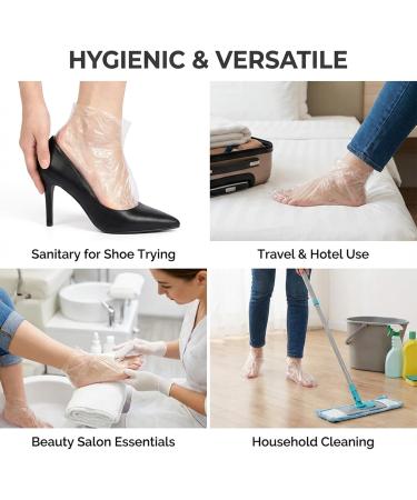 Lot de 100 couvre-pieds en plastique pour pieds - Jetables - Pour le bain de paraffine la p dicure le spa les chaussures - Buy Online on GoSupps.com
