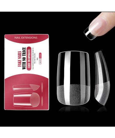 500 pieces of nail tips wrong nails tip set full cover tips for gelails clear acrylic nails artificial fingernails 12 sizes for nail studios and DIY nail art (short square) 500PC-short square