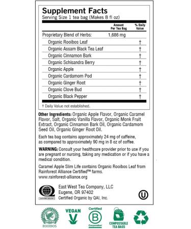 Yogi Tea Caramel Apple Spice Slim Life Tea Bags 16 Count (Pack of 6) - Buy Online on GoSupps.com