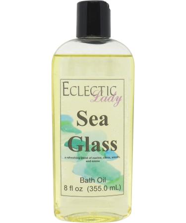 Sea Glass Bath Oil by Eclectic Lady - Scented Bath Oil - Relaxing & Moisturizing Bathing Oil - Fragrance Body Oil For Dry & Rough Sensitive Skin - Body Daily Nourishing Shower Oil (8 oz) 8 Ounce