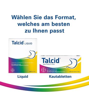 Talcid Chewing Tablets for Heartburn Relief - 500 mg Hydrotalcit - 20 Pieces - Overcome Acid-Related Stomach Complaints - Buy Online on GoSupps.com