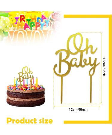 Baby Cake Topper 6Inch Cake Picks Baby Shower Birthday Gender Reveal Theme Party Glitter Acrylic Cake Decorations Supplies for Kids Baby Girl Boy Gold - Buy Online on GoSupps.com