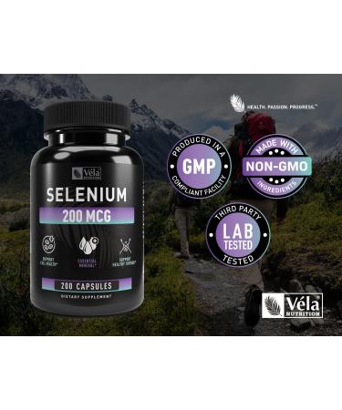 Selenium Capsule Supplement 200mcg - Antioxidant Support for Immune, Reproductive & Thyroid Health - Non-GMO, 3rd Party Tested - 200 Capsules - Buy Online on GoSupps.com