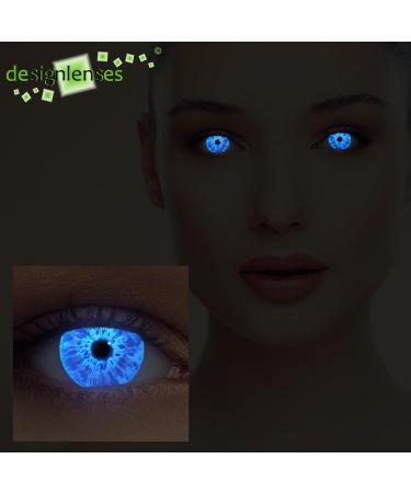 Buy DESIGNLENSES Glowing Halloween The Purge Costume Contact Lenses - Soft UV Neon Blue (1 Pair) - Buy Online on GoSupps.com