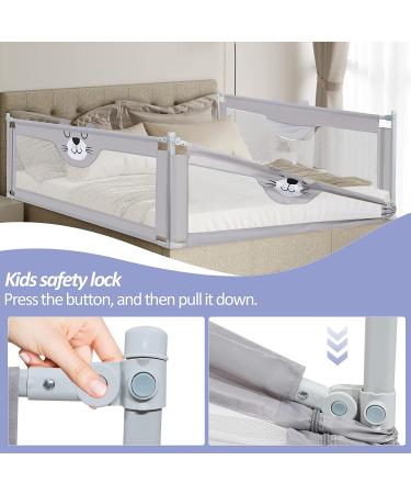 Vertical Lift Foldable Toddler Bed Rail 60 x 28 - Grey | Extra Long Guardrail for Crib, Twin, Full & Queen Size Mattress - Buy Online on GoSupps.com