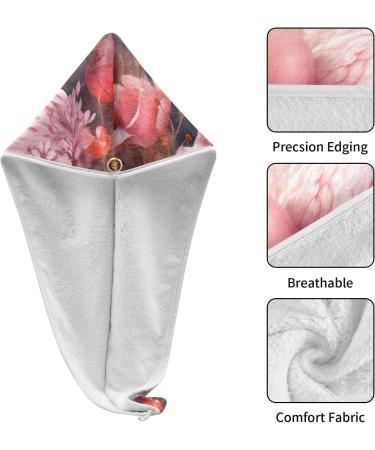 Beautiful Pink Flamingo Hair Towel 2 Pack | Super Absorbent Quick Dry Hair Turbans for Women & Girls - Buy Online on GoSupps.com