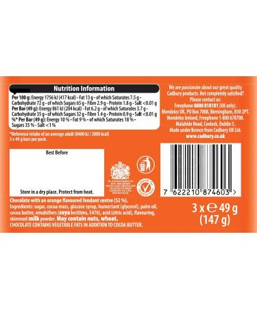 Fry's Orange Cream Chocolate Bar 3 Multipack 147 g (Bulk Box of 16) ORANGE CREAM 147 g (Pack of 16) - Buy Online on GoSupps.com